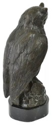 Casa Padrino figura decorativa in bronzo di lusso gufo bronzo antico / nero 18 x 18 x A. 38 cm - Scultura decorativa in bronzo con base in marmo - Decorazione da scrivania - Accessori decorativi