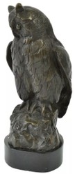 Casa Padrino figura decorativa in bronzo di lusso gufo bronzo antico / nero 18 x 18 x A. 38 cm - Scultura decorativa in bronzo con base in marmo - Decorazione da scrivania - Accessori decorativi