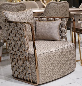 Luxus Wohnzimmer Sessel Grau Gold