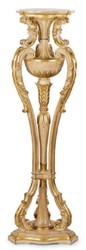 Prunkvolle Luxus Barock Massivholz Säule Creme Gold