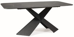 Casa Padrino mesa de comedor de lujo con tablero de cerámica de vidrio templado negro-marrón / negro mate 180 x 95 x A. 76 cm - Mesa de cocina de lujo - Muebles de comedor - Muebles de lujo