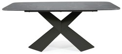 Casa Padrino mesa de comedor de lujo con tablero de cerámica de vidrio templado negro-marrón / negro mate 180 x 95 x A. 76 cm - Mesa de cocina de lujo - Muebles de comedor - Muebles de lujo