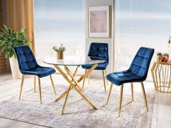 Casa Padrino table à manger de luxe or Ø 90 x H. 71 cm - Table de salle à manger ronde avec plateau en verre trempé - Mobilier de salle à manger - Mobilier de cuisine