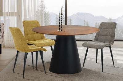 Casa Padrino Luxus Esstisch Braun / Matt Schwarz Ø 120 x H. 75 cm - Runder Esszimmertisch - Esszimmer Möbel - Küchen Möbel