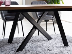 Casa Padrino tavolo da pranzo di lusso naturale / nero opaco 160-200 x 90 x A. 76 cm - Tavolo da cucina allungabile - Mobili sala da pranzo - Mobili da cucina - Mobili di lusso