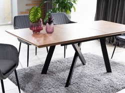 Casa Padrino tavolo da pranzo di lusso naturale / nero opaco 160-200 x 90 x A. 76 cm - Tavolo da cucina allungabile - Mobili sala da pranzo - Mobili da cucina - Mobili di lusso