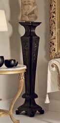 Casa Padrino pilastro barocco di lusso nero - Magnifica colonna decorativa in legno massiccio - Mobili dell'hotel - Mobili del castello - Mobili per soggiorno - Qualità di lusso - Fatto in Italia