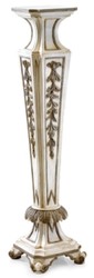 Prunkvolle Luxus Barock Massivholz Säule Cremeweiß Gold