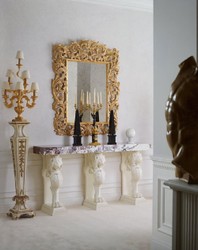 Prunkvolle Luxus Barock Massivholz Säule Cremeweiß Gold
