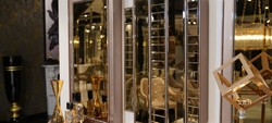 Luxus Sideboard mit 3 Spiegel Grau Gold