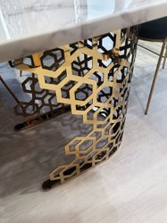 Luxus Konsole Konsolentisch mit Kunstmarmor Tischplatte Weiß Gold