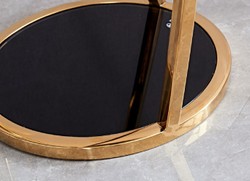 Runder Luxus Edelstahl Beistelltisch Blumentisch mit Glasplatten Gold Schwarz