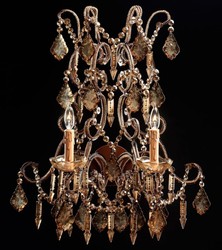 Casa Padrino lámpara de pared doble de cristal barroco de lujo plata antigua / bronce 30 x 30 x A. 65 cm - Magnífica lámpara de pared de estilo barroco con cristal - Hecho en Italia