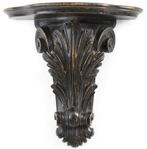 Casa Padrino console murale baroque de luxe noir / marron - Magnifique console de décoration murale en bois massif de style baroque - Meuble baroque - Fabriqué en Italie