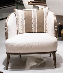 Casa Padrino luxury armchair white / gray / brown - Living room armchair - Hotel armchair - Living room furniture - Hotel furniture - Luxury furniture