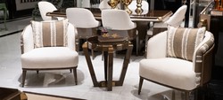 Casa Padrino luxury armchair white / gray / brown - Living room armchair - Hotel armchair - Living room furniture - Hotel furniture - Luxury furniture