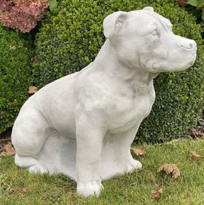 Casa Padrino scultura decorativa da giardino cane bull terrier grigio 44 x 30 x A. 63 cm - Figura decorativa in pietra da giardino - Figura decorativa di animale - Accessori decorativi da giardino