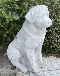 Casa Padrino scultura decorativa da giardino cane rottweiler grigio 40 x 20 x A. 67 cm - Figura decorativa in pietra da giardino - Figura decorativa di animale - Accessori decorativi da giardino