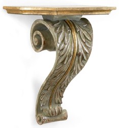 Prunkvolle Luxus Barock Massivholz Wandkonsole Antik Silbergrau Antik Gold