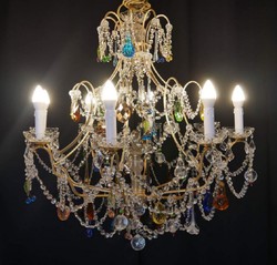 Prunkvoller Luxus Barock Kristall Kronleuchter Gold Mehrfarbig