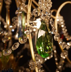 Prunkvoller Luxus Barock Kristall Kronleuchter Gold Mehrfarbig