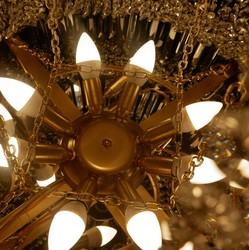 Casa Padrino Lustre Baroque de Luxe en Cristal Or Ø 80 x H. 110 cm - Lustre Rond de Style Baroque avec Verre en Cristal - Noble & Magnifique - Qualité de Luxe - Fabriqué en Italie