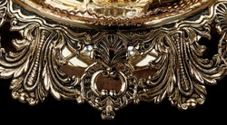 Prunkvolle Luxus Barock Deckenleuchte Antik Messing Gold Gelb Braun