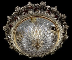 Casa Padrino luxury baroque ceiling light antique brass Ø 47 x H. 21 cm - Round baroque style ceiling lamp - Baroque lights