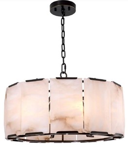 Casa Padrino lampadario di lusso bronzo / alabastro Ø 62 x A. 36 cm - Lampadario rotondo da soggiorno - Luci di lusso - Qualità di lusso
