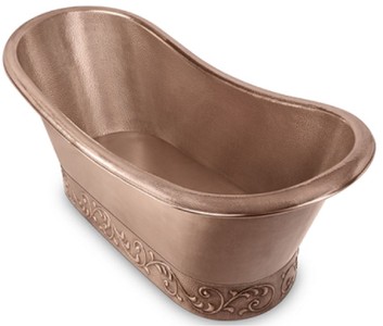 Casa Padrino baignoire Art Nouveau de luxe en cuivre 177,8 x 76,2 x H. 71,1 cm - Baignoire rétro autoportante - Meubles de salle de bain en cuivre rustiques