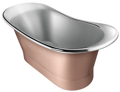 Casa Padrino baignoire Art Nouveau de luxe en cuivre argent / cuivre 172,7 x 71,1 x H. 71,1 cm - Baignoire rétro autoportante - Meubles de salle de bain en cuivre rustiques
