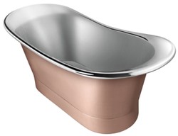 Casa Padrino vasca da bagno in rame Art Nouveau di lusso argento / rame 172,7 x 71,1 x A. 71,1 cm - Vasca da bagno retrò autoportante - Mobili da bagno in rame rustici