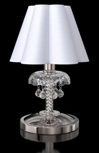 Luxus Barock Kristall Tischleuchte Silber Weiß