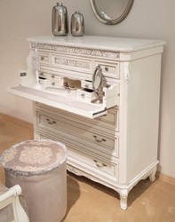 Luxus Barock Schlafzimmer Kommode Weiß Grau Antik Silber