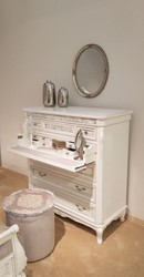 Luxus Barock Schlafzimmer Kommode Weiß Grau Antik Silber