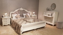 Luxus Barock Schlafzimmer Kommode Weiß Grau Antik Silber