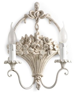 Casa Padrino luxury baroque double wall lamp antique cream / white 28 x 12 x H. 37 cm - Magnificent wall light in baroque style - Baroque lights - Luxury Quality - Made in Italy
