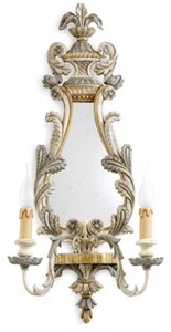 Casa Padrino luxury baroque double wall lamp with mirror antique silver / gold / white 34 x 17 x H. 75 cm - Magnificent baroque style wall light - Baroque lights - Luxury Quality - Made in Italy