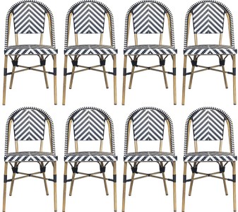 Luxus Rattan Garten Esszimmer Stuhl 8er Set Weiß Schwarz Beige
