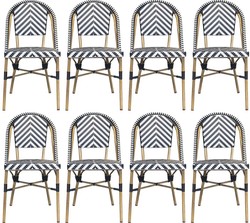 Casa Padrino luxury dining room chair set of 8 white / black / beige 49 x 46 x H. 91 cm - Luxury rattan garden chairs - Dining room furniture - Garden furniture - Luxury furniture