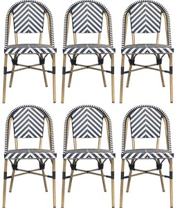 Luxus Rattan Garten Esszimmer Stuhl 6er Set Weiß Schwarz Beige