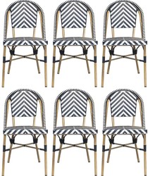 Casa Padrino luxury dining room chair set of 6 white / black / beige 49 x 46 x H. 91 cm - Luxury rattan garden chairs - Dining room furniture - Garden furniture - Luxury furniture