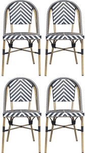 Luxus Rattan Garten Esszimmer Stuhl 4er Set Weiß Schwarz Beige