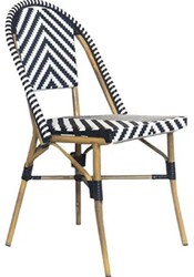Casa Padrino luxury dining chair white / black / beige 49 x 46 x H. 91 cm - Luxury rattan garden chair - Dining room furniture - Garden furniture - Rattan furniture - Luxury furniture