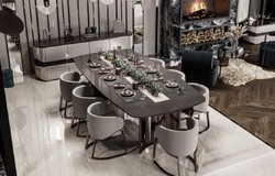 Luxus Esstisch Küchentisch Grau Bronze