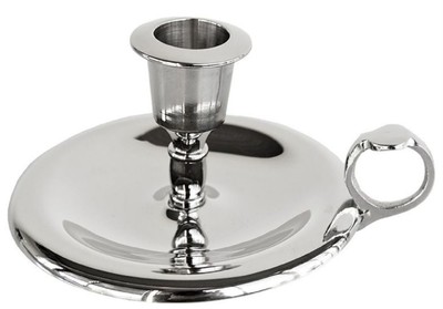 Jugendstil Metall Kerzenhalter mit Tragegriff Silber