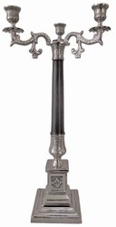 Casa Padrino porte bougie baroque argent / noir 17 x 17 x H. 65 cm - Magnifique porte bougie en métal de style baroque - Accessoires de décoration baroque