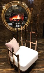 Casa Padrino luxury designer armchair right side with cushions white / gray / gold 68 x 68 x H. 153 cm - Living room furniture - Hotel furniture - Luxury furniture