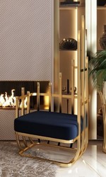 Casa Padrino fauteuil design de luxe côté droit noir / or 68 x 68 x H. 153 cm - Meubles de salon - Meubles d'hôtel - Meubles de luxe