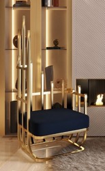 Casa Padrino fauteuil design de luxe côté gauche noir / or 68 x 68 x H. 153 cm - Meubles de salon - Meubles d'hôtel - Meubles de luxe